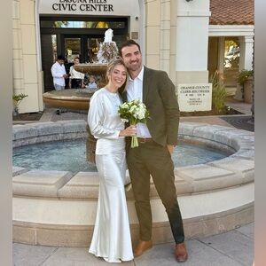 White Silk Longsleeve Reformation Gown